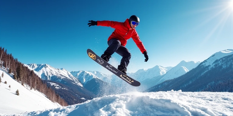 Snowboarder mid-air performing a trick