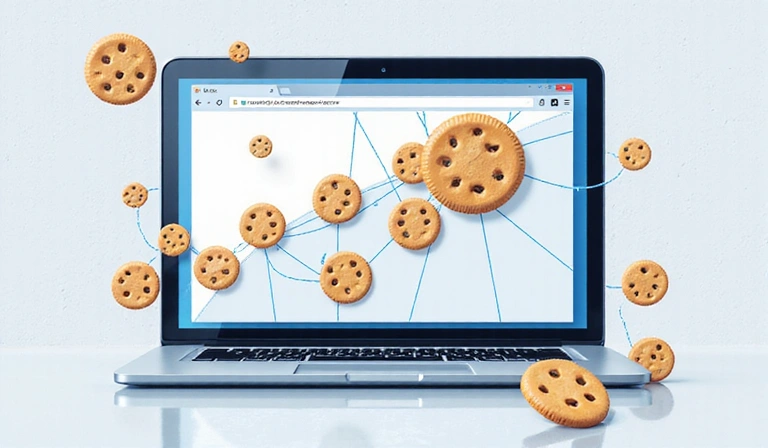 Illustration of browser cookies being stored on a device