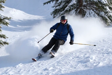 Skier on a challenging black diamond run