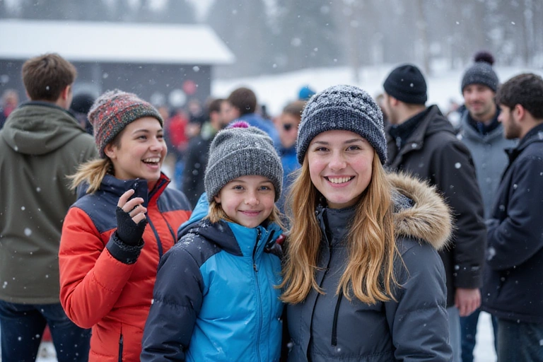 Community gathered at a winter sports event